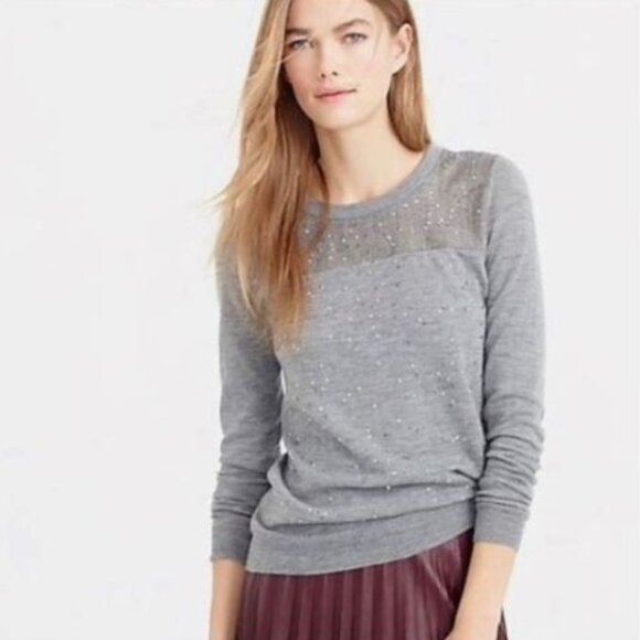 J.Crew LS Contrast Fabric Tippy Sweater Sz M NWOT - Picture 1 of 6